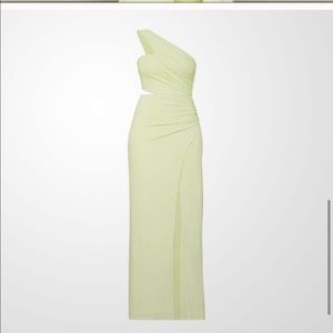 BCBGMAXAZRIA Green One Shoulder CutOut Evening Gow